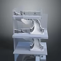 Modern Spiral Staircase Architectural Model With Three Levels And Decorative Railings