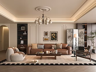 French Living Room Sofa Combination 3d model