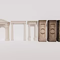 Roman Columns Featuring Different Design Arch Structures And Light Dark Stone Finishes 3d model