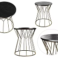 Modern Coffee Tables Featuring Black Tabletop And Geometric Metal Legs Design 3d model