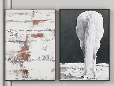 Abstract Texture And White Horse Rear View Decorative Wall Art Pieces 3d model