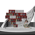Popular Photo Check in Spot With Red Bookshelves Book Page Design And Woman Reading