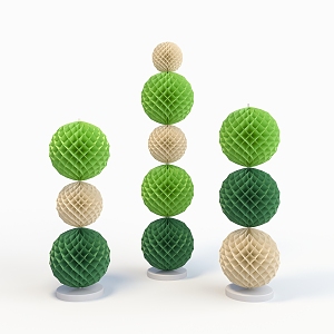 Decorative Ornaments Internet Celebrant Honeycomb Ball Column Dress-up Heap Kindergarten Green Ornaments Green Honeycomb Ball Ornaments 3d model