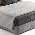 Modern Gray Double Bed With Upholstered Headboard Soft Pillows And Side Table 3d model