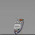 Modern Border Guard Patrol Boat 354 White Blue Red Hull with Radar Antenna