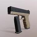 Tan and Black Tactical Pistol With Detachable Magazine And Ergonomic Grip