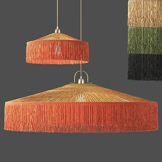 Modern chandelier rope raffia braided tassel string 3d model