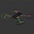 Four Propeller Quadcopter Drone With Green Body And Blue Frame Design Structure