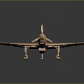 Detailed Copper Vintage Fighter Aircraft Model with Propeller on Dark Background