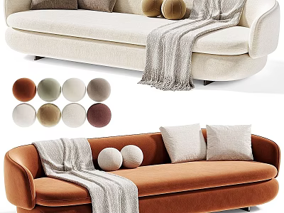 Modern Multi Seater Sofa With Throw Blanket Pillows And Various Color Options 3d model