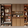 Modern Wooden Shoe Cabinet With Open Shelving Hanging Hooks Decorative Storage And Bench Seating