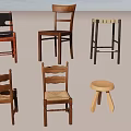 Various Wooden Single Chairs With Different Backrests And Seat Styles For Home