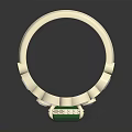 Elegant Silver Fashion Ring with Green Square Gemstone and White Accent Stones Design
