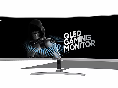 Curved QLED Gaming Monitor With Ultra Wide Screen And High Refresh Rate 3d model