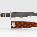 Classic Style Kitchen Knife With Decorative Handle And Textured Sheath 3d model
