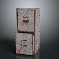 Rusty Gray Metal Filing Cabinet With Two Stacked Drawers For Office Furniture