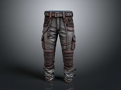 Tactical Cargo Pants Design With Belt Multiple Pockets And Stitched Details 3d model