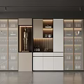 Modern Wine Cabinet Interior Design With Glass Doors Display Shelves Wine Glasses And Lighting