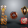Variety of Decorative Shields With Different Colors Patterns and Design Details