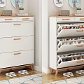Modern Shoe Cabinet with Drawers Shelves Wooden Top and Slippers Storage for Home
