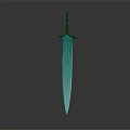 Modern Decorative Sword With Green Textured Blade And Black Hilt Weapon Design