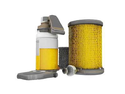 Hardware Tools Set Including Yellow Tape Reel White Measure Tool Black Brush And Silver Parts 3d model