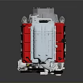 High Performance Automotive Engine Assembly With Silver Cylinder Head And Red Valve Covers 3d model