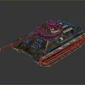 Military Armored Tank With Camouflage Paint Large Gun Barrel Tracks And Turret