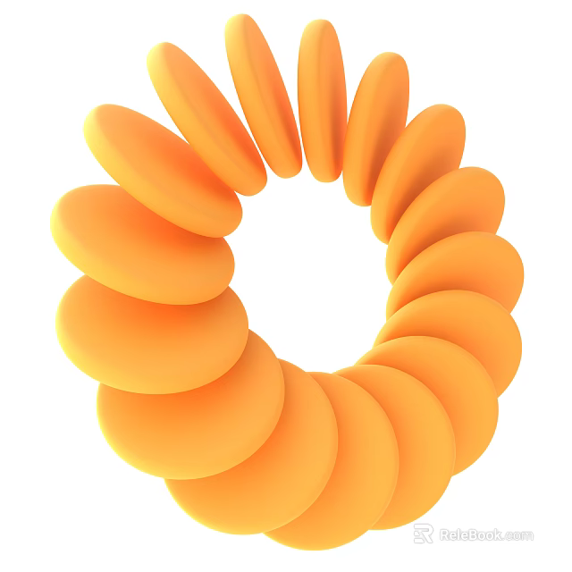Orange Circular Decorative Ornament Set with Modern 3D Design for Home Accent 3d model 
