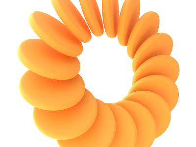 Orange Circular Decorative Ornament Set with Modern 3D Design for Home Accent 3d model