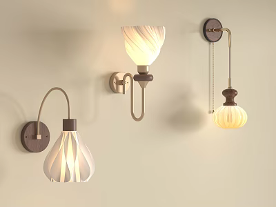Modern Wall Lamps With Unique Shade Design And Curved Arms For Home Decoration 3d model