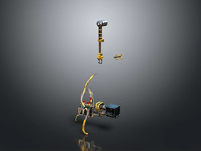 Modern Compound Bow Weapon With Golden Accents And Black Aiming Components 3d model