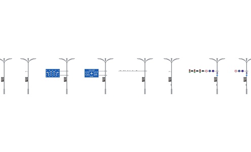 Municipal road smart light pole multi-pole integration 3d model