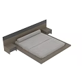 Modern Double Bed With Wooden Frame White Mattress And Simple Headboard Design