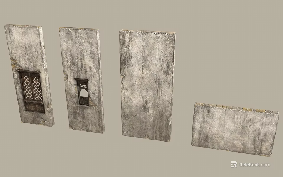 Decorative Textured Stone Slabs With Ornate Cutout Design For Wall Decoration 3d model 