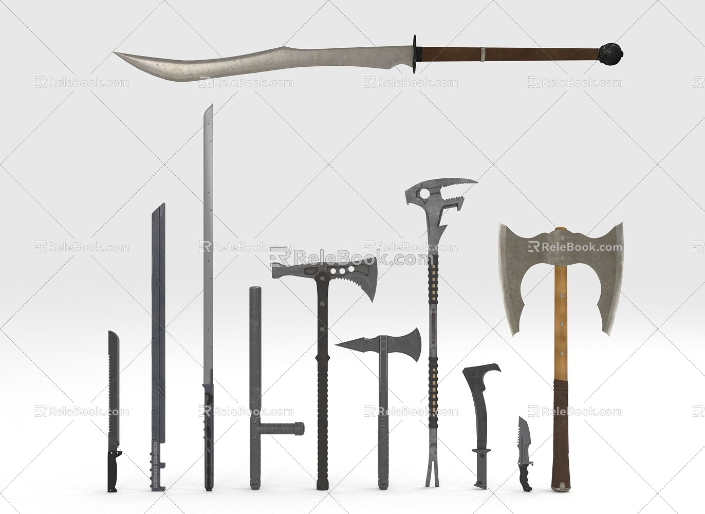 Axe Knife Crutch Cold Weapon Melee Weapon model