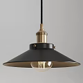 Industrial Style Pendant Light With Black Metal Shade Gold Accents And Clear Glass Bulb