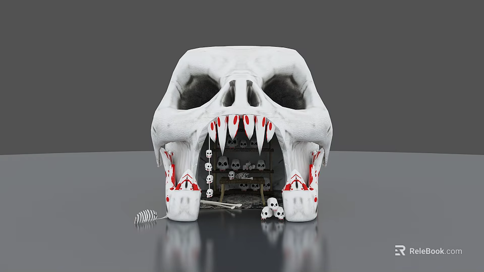 Detailed White Skull Model Featuring Mechanical Gears Dice And Interior Elements 3d model 