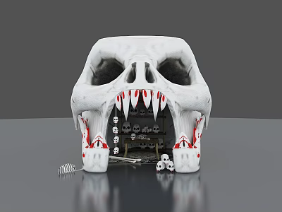 Detailed White Skull Model Featuring Mechanical Gears Dice And Interior Elements 3d model