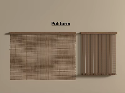 Brown Woven Textured Curtains By Poliform With Striped Design For Modern Interior 3d model