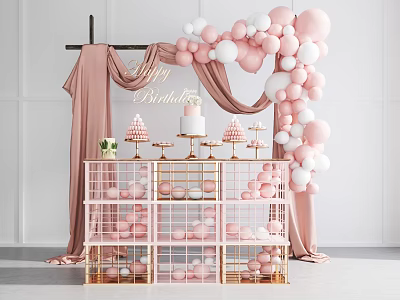 Inflatable Pink And White Balloon Arch For Birthday Party Decorations 3d model