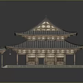 Traditional Japanese Wooden Architecture With Black Tile Roof And Curved Eaves Design