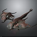 Flying Fantasy Mythical Creature 3D Model With Glowing Red Scales And Wings