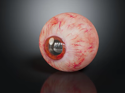 Realistic Human Eye Organ Model With Visible Blood Vessels Brown Iris And Pupil Reflection 3d model