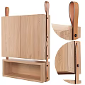 Wooden Storage Cabinet Shelf With Leather Straps Natural Wood Grain And Open Shelf Design