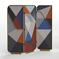 Elegant Modern Room Screen With Colorful Geometric Patterns And Metal Frame 3d model