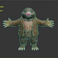 Cute Mole Cartoon Character In Brown Jacket Striped Shirt With Pink Nose And Open Arms
