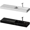 Modern White And Black Marble Rectangular Countertop Washbasin With Faucet Design 3d model
