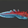 Vibrant 3D Modeled Red And Blue Fish With Spiky Fins Large Eyes Sharp Teeth