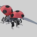 Ladybug Shaped Industrial Equipment With Red Black Spots Mechanical Wings Legs And Blades